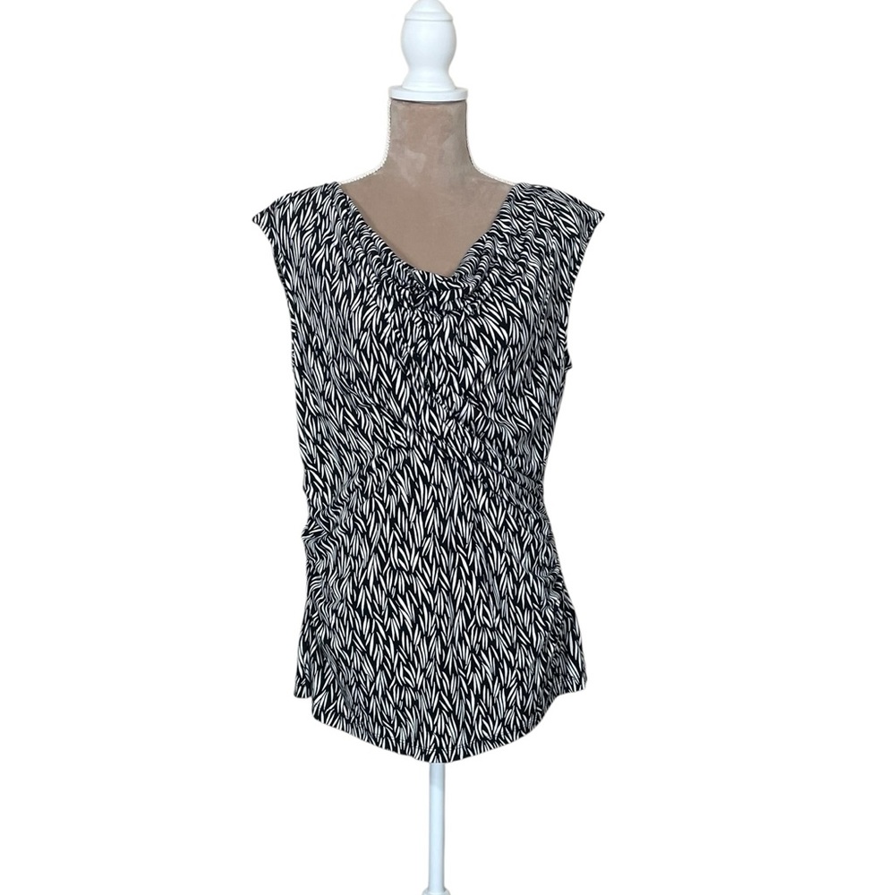 EUC Chaus Slinky Knit Abstract Print Blouse (TSE-H)